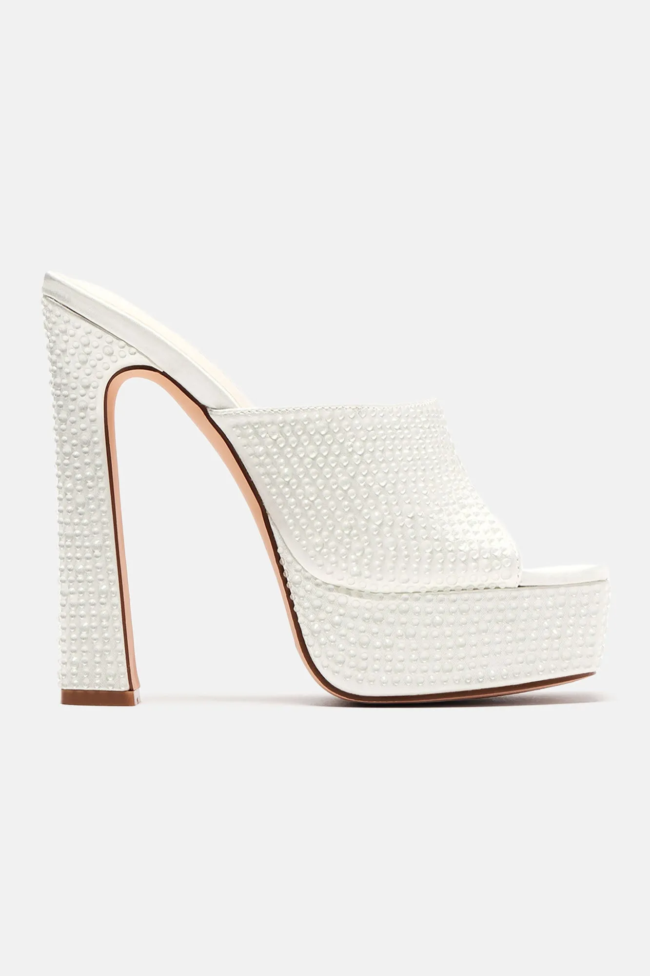 All Eyes On Me Platform Mules - White