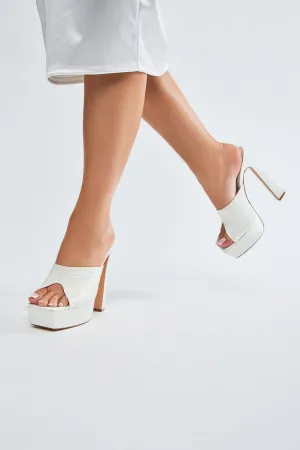 All Eyes On Me Platform Mules - White
