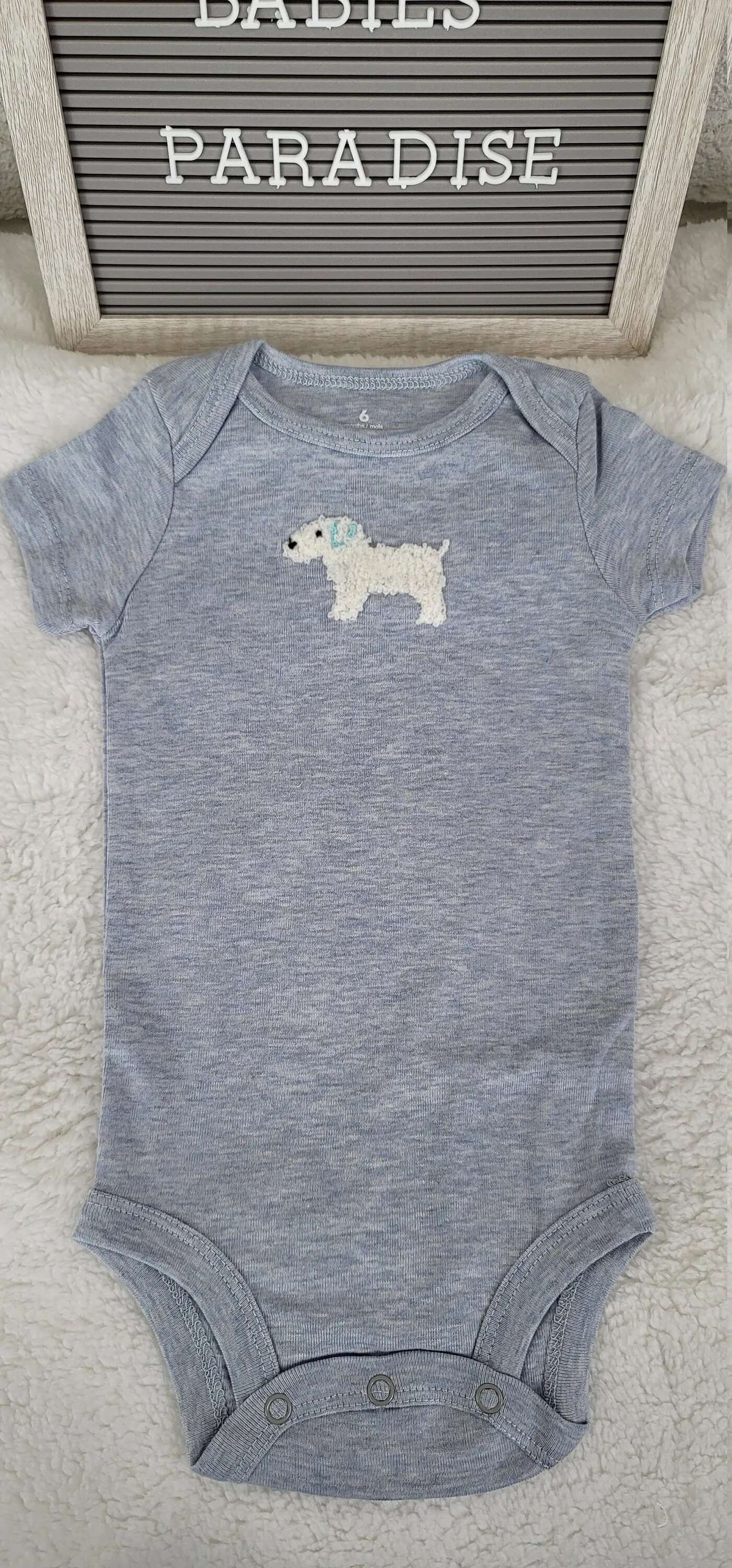 Baby Boy Onesie, Doggy Design Onesie,  Gray Onesie, 6 month Baby boy Onesie, Baby Bodysuit, Babyshower Gift, Trendy Onesie, Stylish onesie