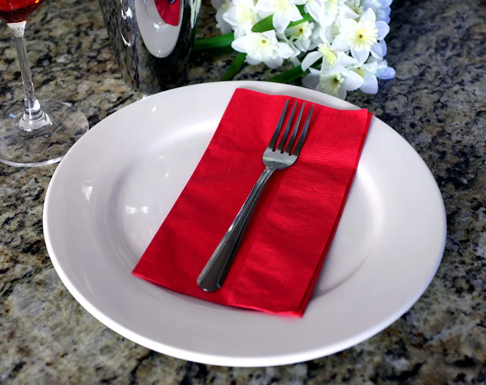 BarConic® 15” x 17” 2-PLY Colored Paper Dinner Napkins – RED – Pack of 100