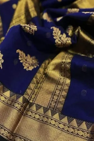 Blue Chanderi Handloom Silk Cotton Saree - Elegant and Timeless