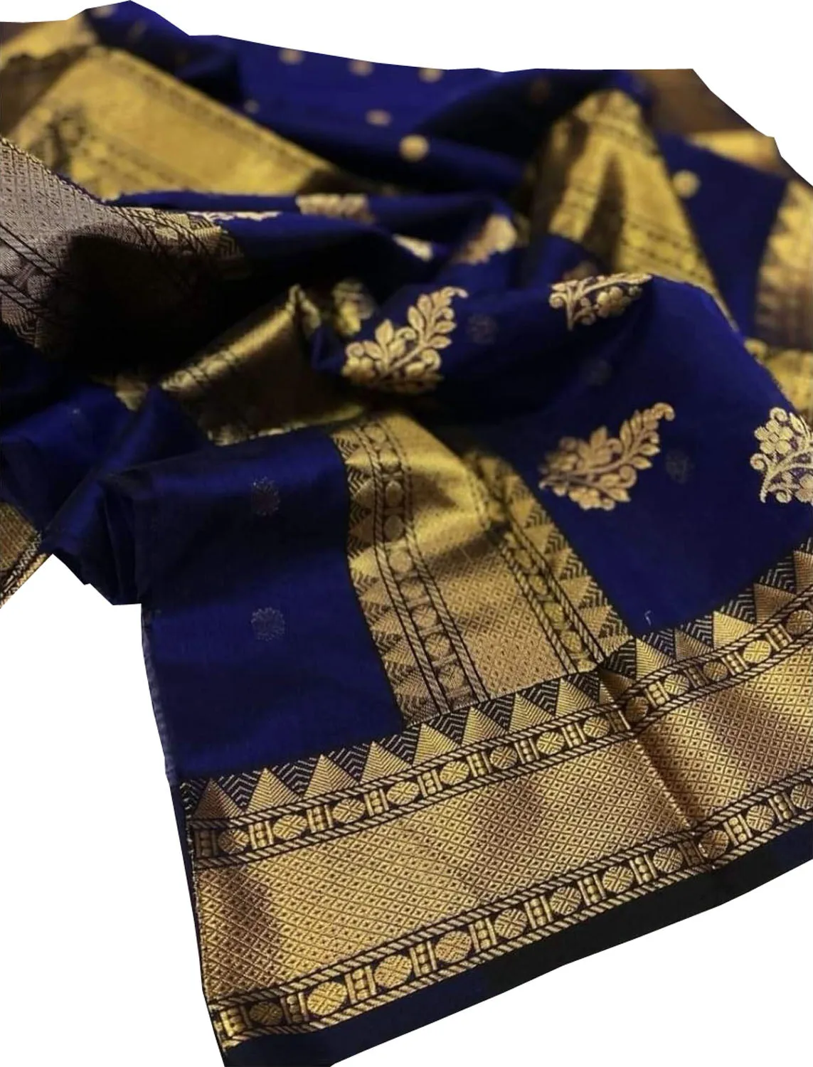 Blue Chanderi Handloom Silk Cotton Saree - Elegant and Timeless