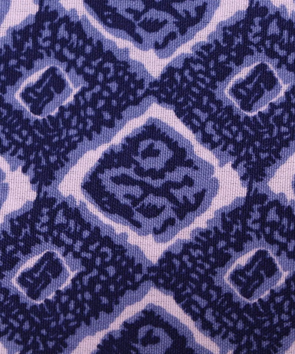 Blue Colour Geometric Print Crepe Fabric
