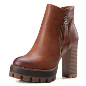 British Retro High Heel Boots with Thick Sole for Comfort and Style