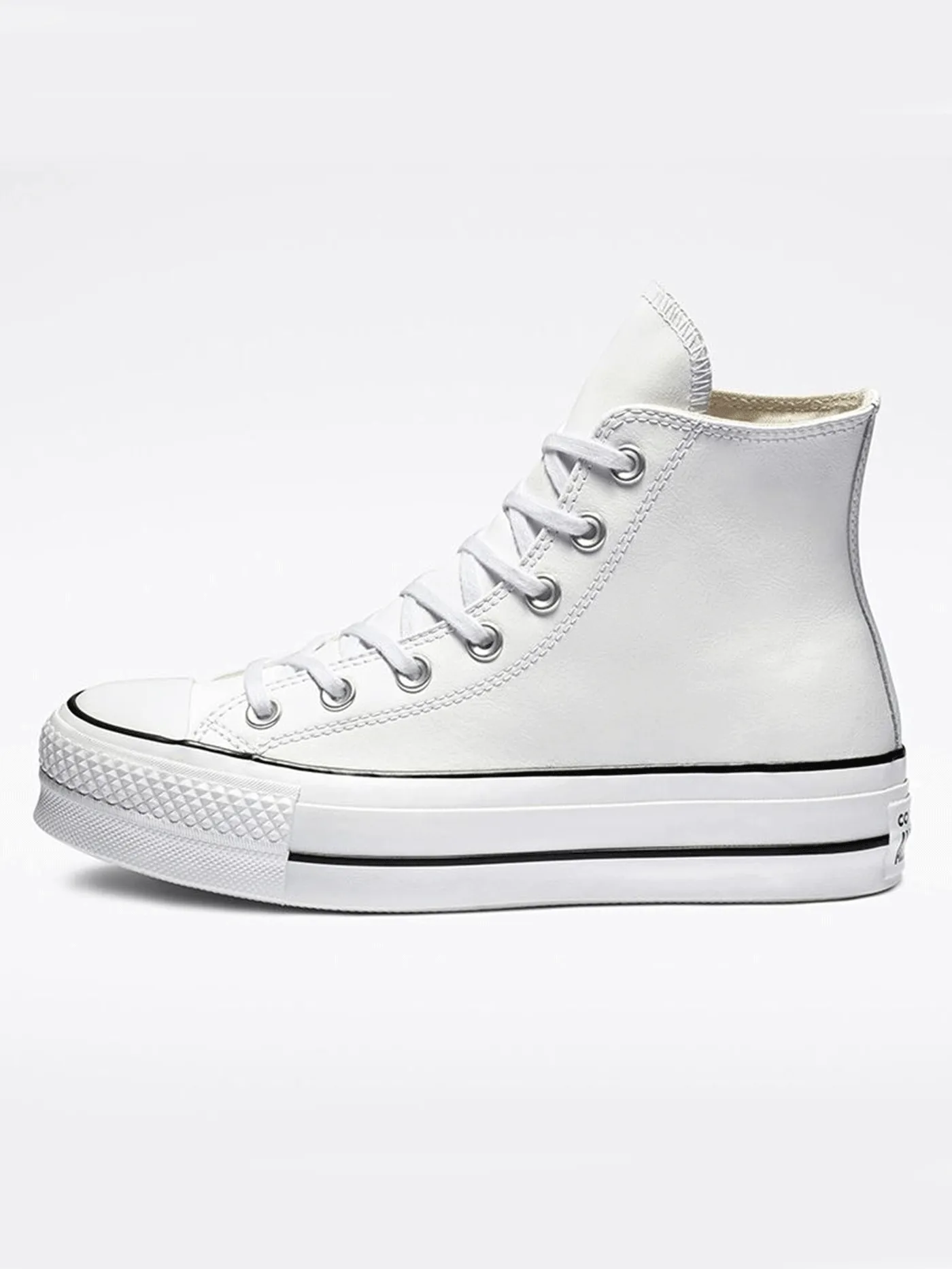 CT All Star Leather Platform White/Black/White Shoes
