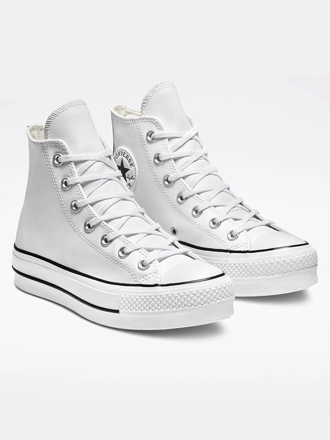 CT All Star Leather Platform White/Black/White Shoes