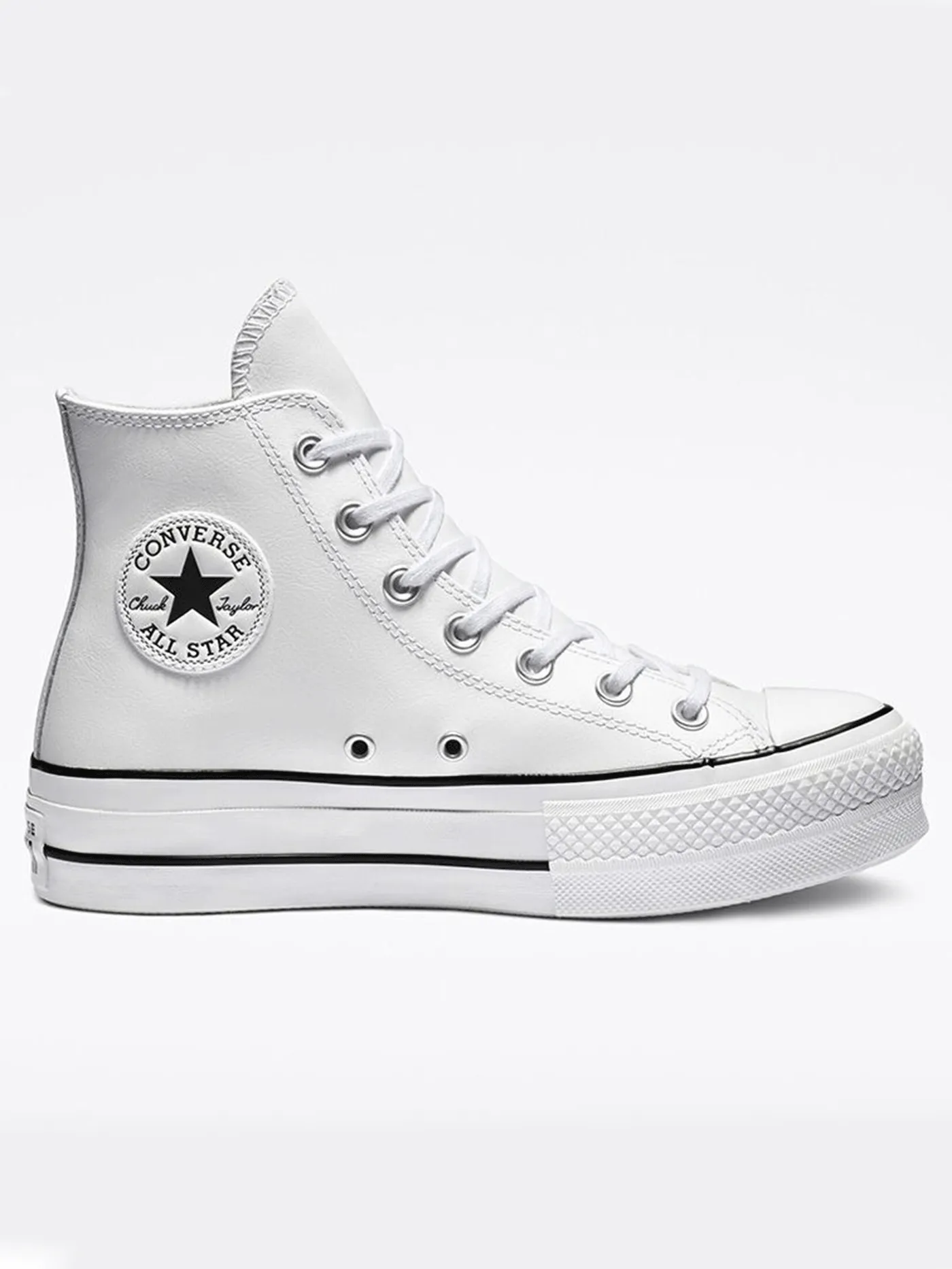 CT All Star Leather Platform White/Black/White Shoes