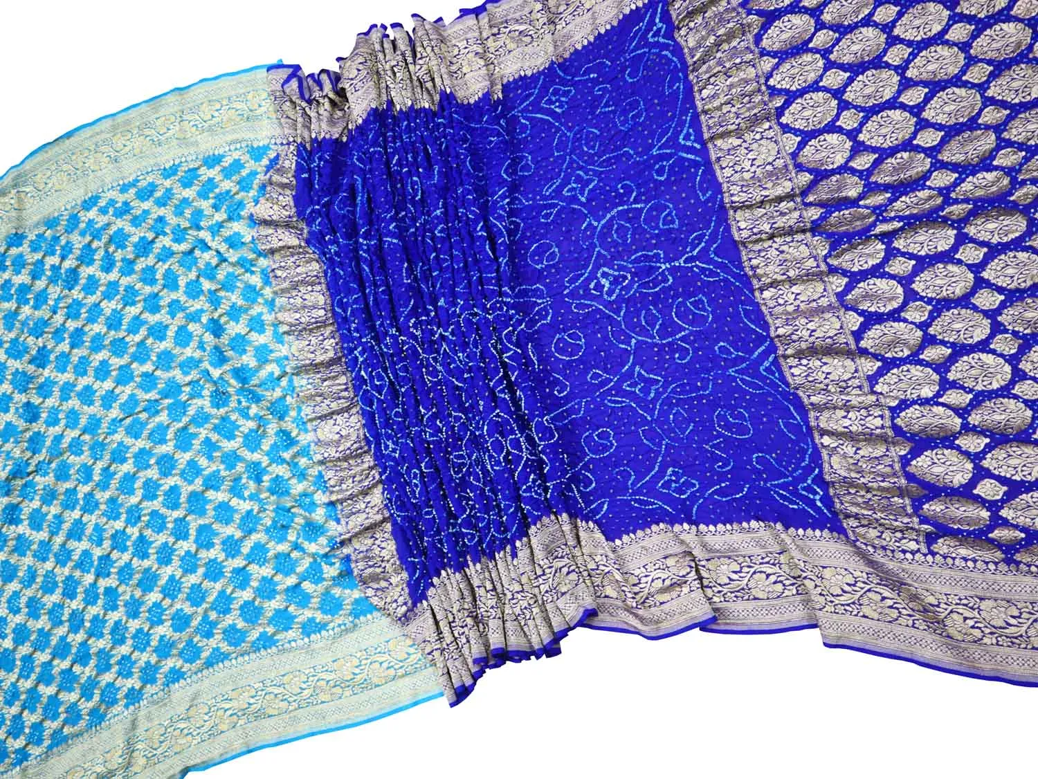Elegant Blue Banarasi Bandhani Georgette Saree
