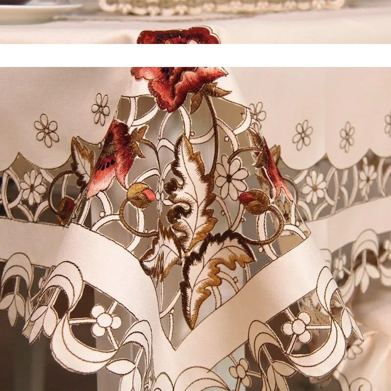 Elegant European Embroidered Table Linen Ensemble