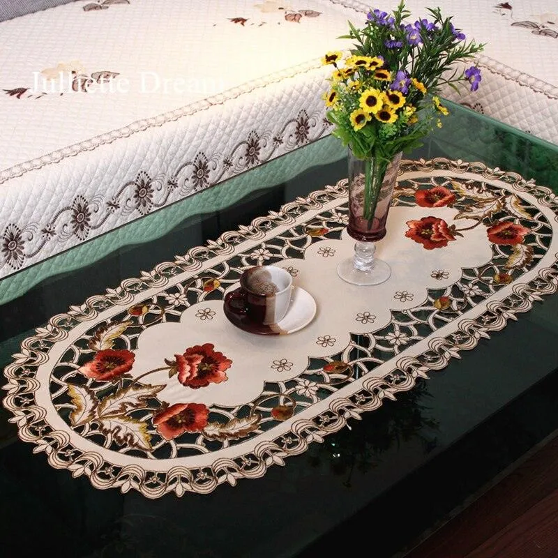 Elegant European Embroidered Table Linen Ensemble