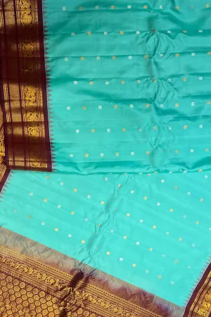Exquisite Blue Gadwal Silk Saree - Handloom Beauty