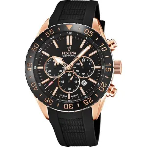 Festina Ceramic Chronograph Mens Watch I Model F20516/2 Quartz Movement