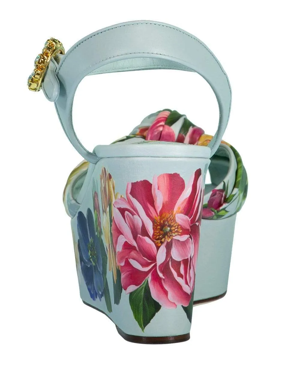 Floral Printed Platform Wedge