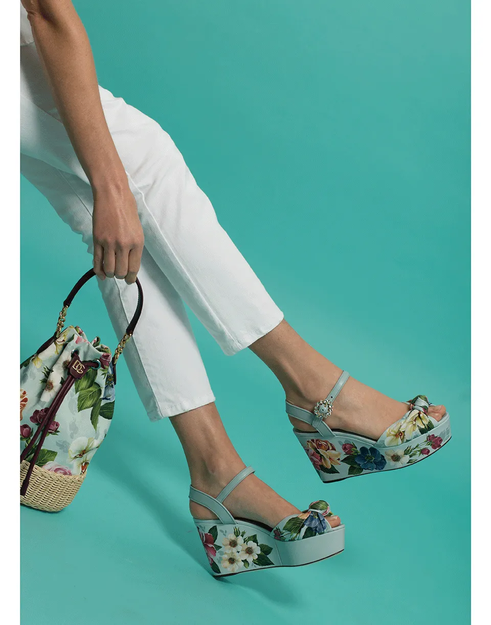 Floral Printed Platform Wedge
