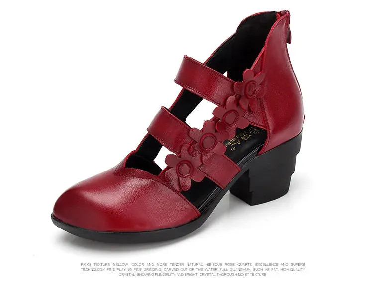 Funki Buys | Shoes | Women's Gothic Leather Low Heel Wedges