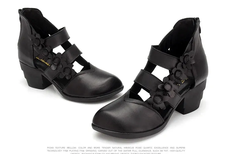 Funki Buys | Shoes | Women's Gothic Leather Low Heel Wedges