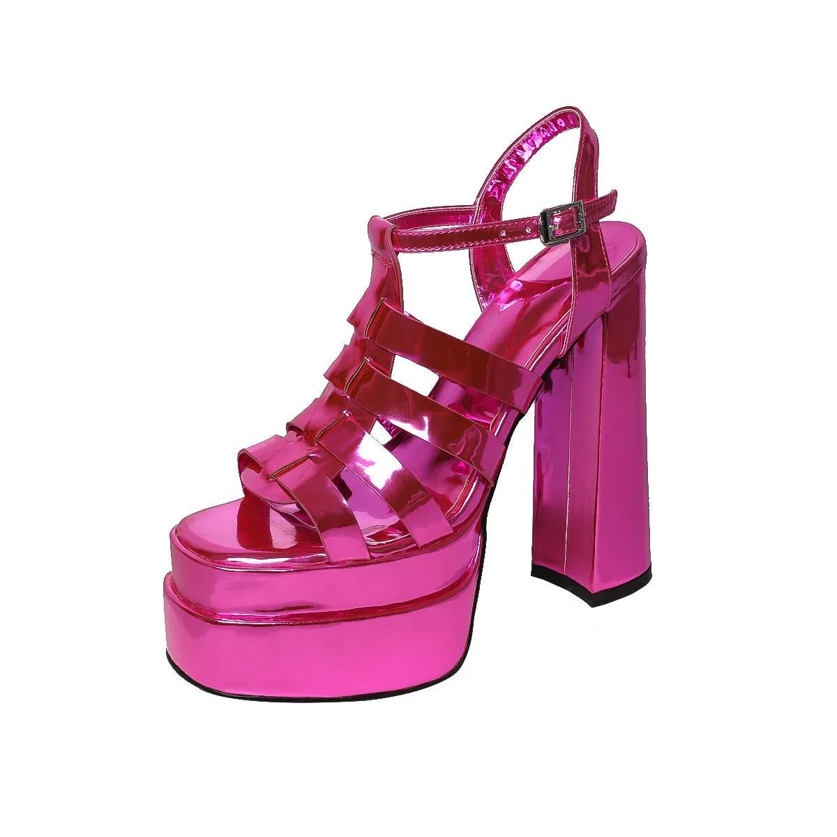 Glitter Patent Leather Gladiator Sandals Platform High Heel Open-toe Strappy Shoes