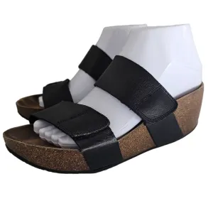 Lola Sabbia Eric Michael Women’s Size 39 Black Dual Strap Leather Platform Shoe