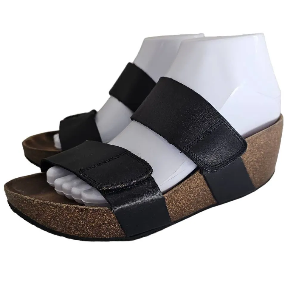 Lola Sabbia Eric Michael Women’s Size 39 Black Dual Strap Leather Platform Shoe