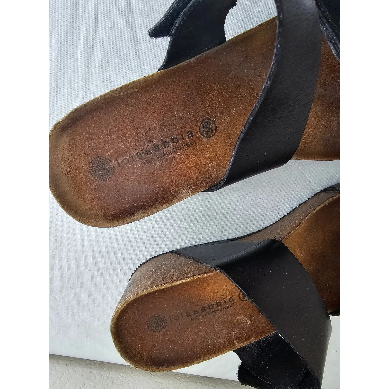 Lola Sabbia Eric Michael Women’s Size 39 Black Dual Strap Leather Platform Shoe