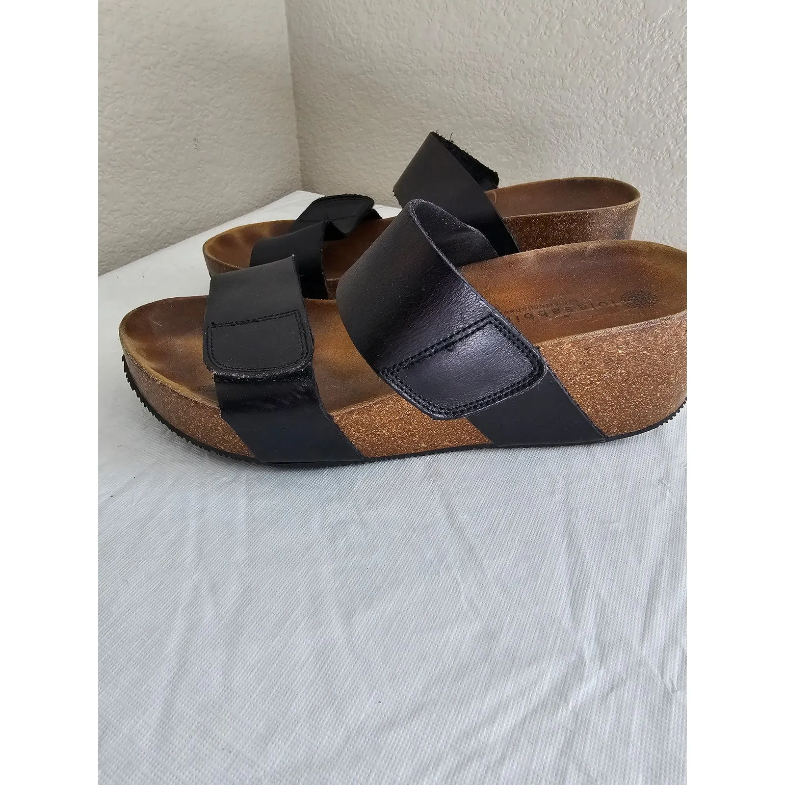 Lola Sabbia Eric Michael Women’s Size 39 Black Dual Strap Leather Platform Shoe