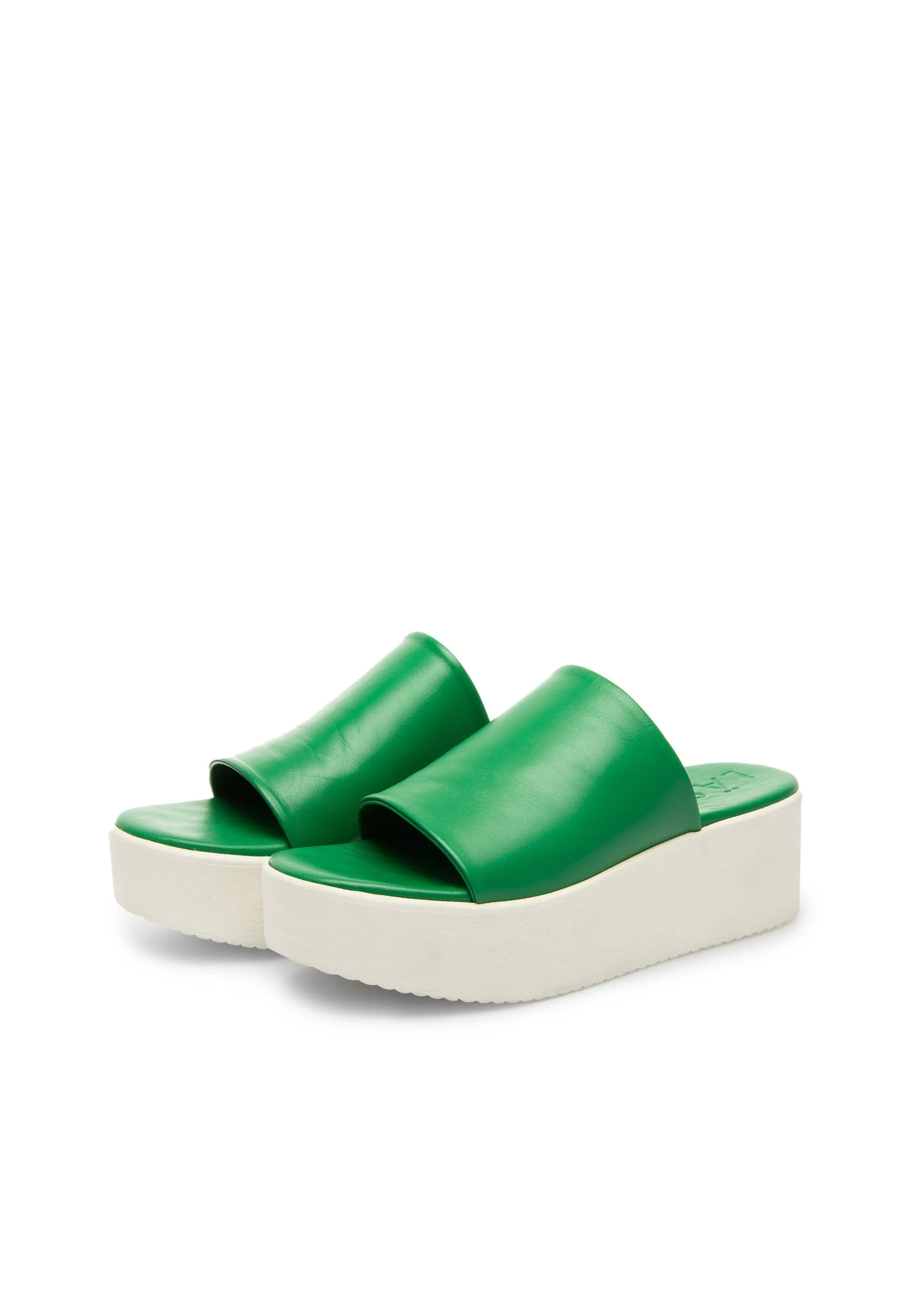 Nanna Green Leather Slides