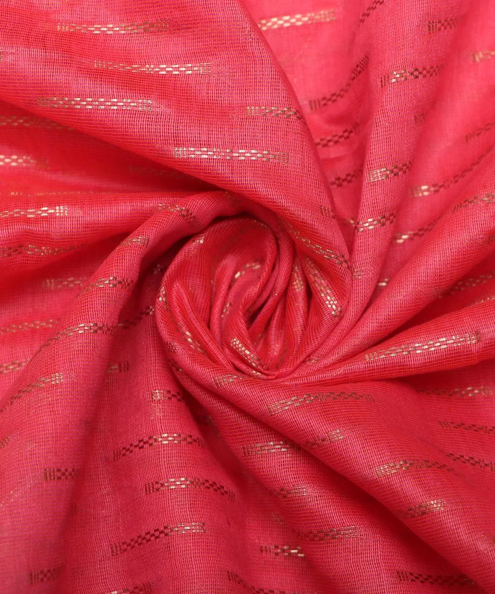 Pink Colour Geometric Pattern Chanderi Silk Fabric