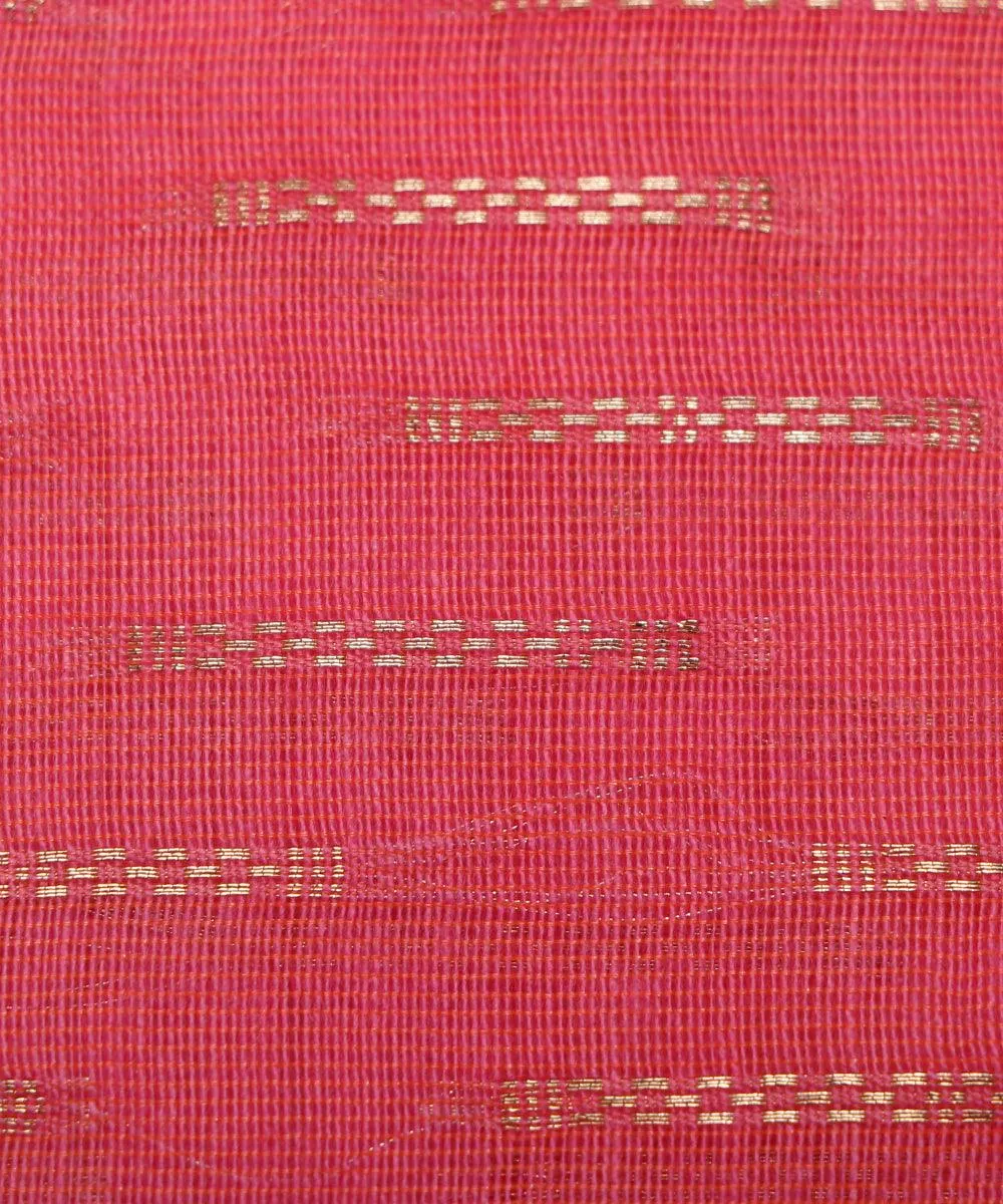 Pink Colour Geometric Pattern Chanderi Silk Fabric