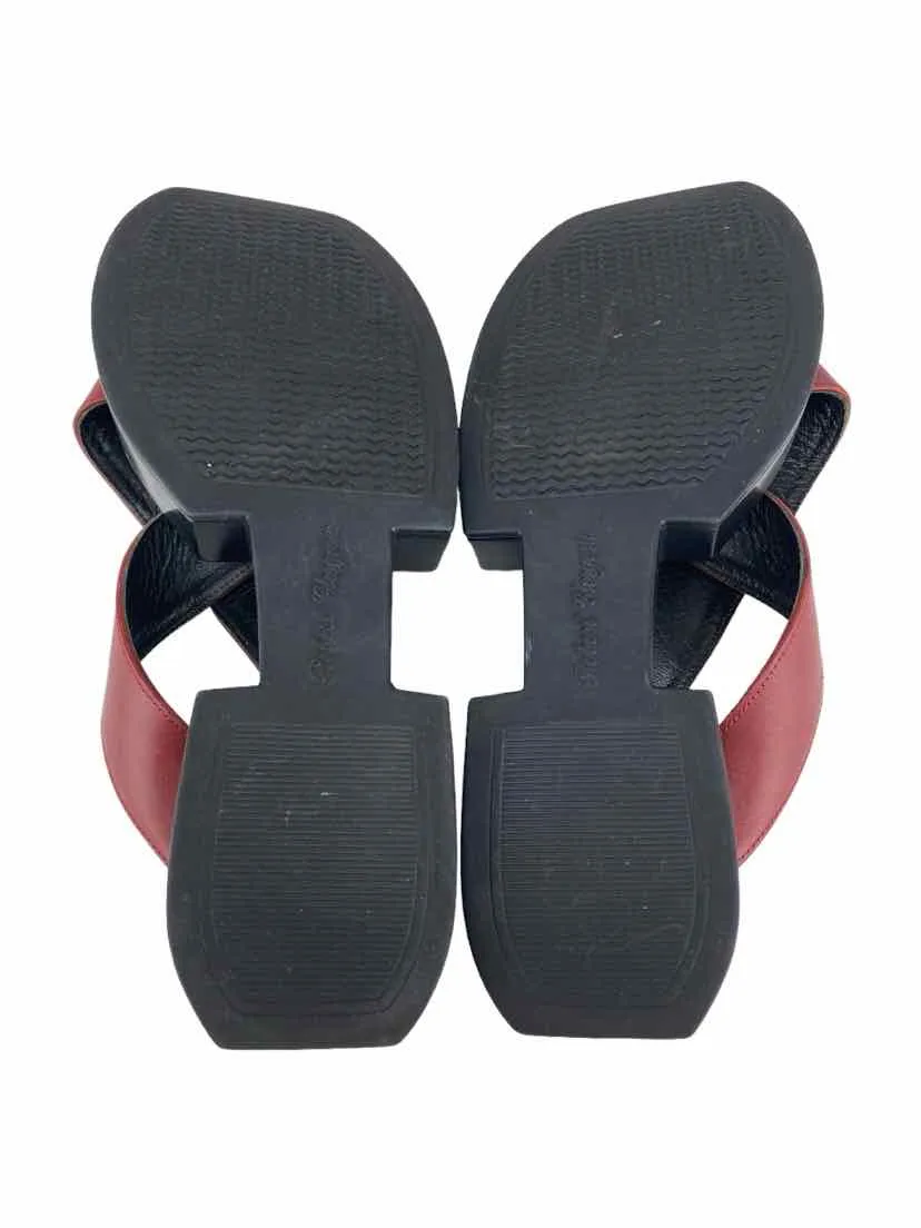 Robert Clergerie Women's Criss Cross Slide Sandal Red Size 7.5 (runs 1 sz small)