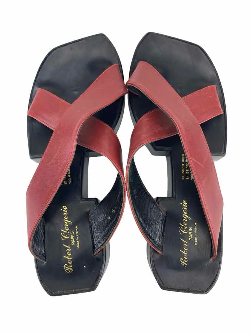 Robert Clergerie Women's Criss Cross Slide Sandal Red Size 7.5 (runs 1 sz small)