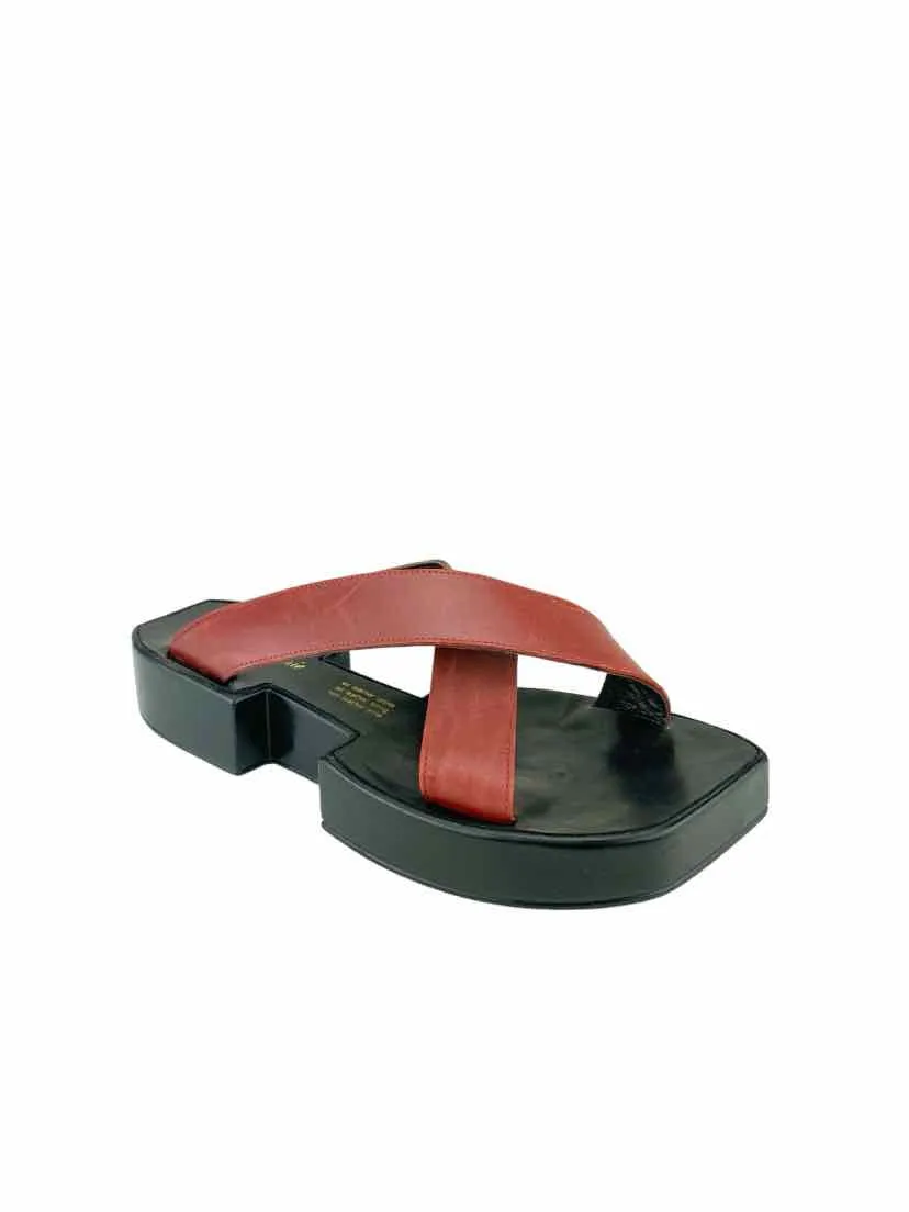 Robert Clergerie Women's Criss Cross Slide Sandal Red Size 7.5 (runs 1 sz small)