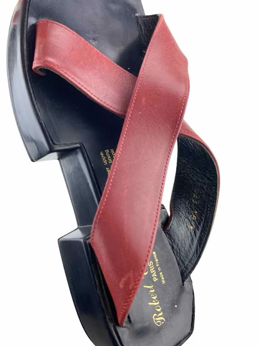 Robert Clergerie Women's Criss Cross Slide Sandal Red Size 7.5 (runs 1 sz small)
