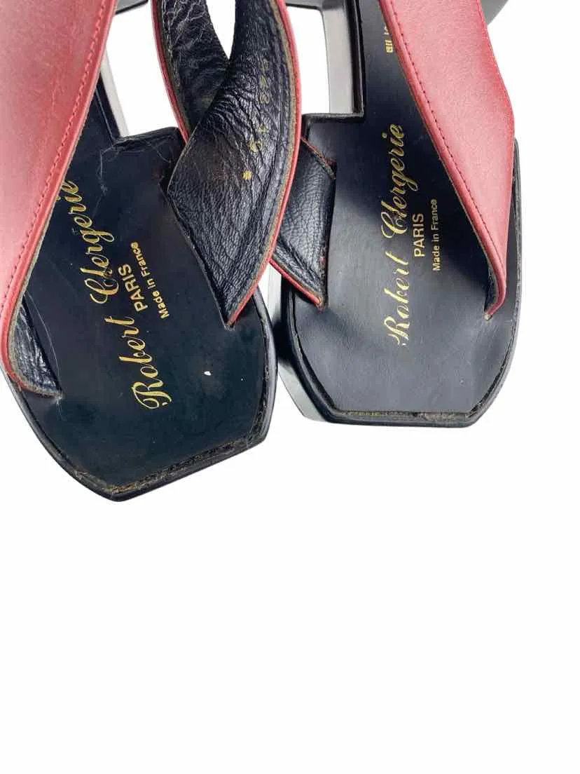 Robert Clergerie Women's Criss Cross Slide Sandal Red Size 7.5 (runs 1 sz small)