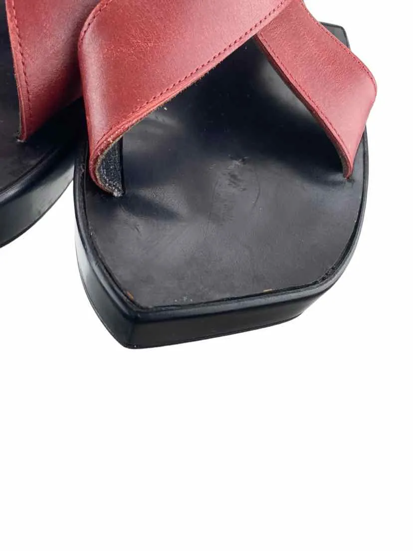 Robert Clergerie Women's Criss Cross Slide Sandal Red Size 7.5 (runs 1 sz small)