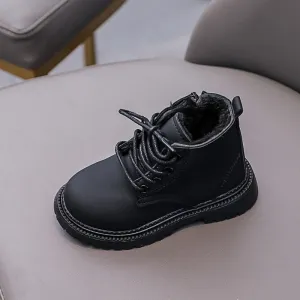 Simple Pure Color Girls Snow Boots Super Warm Thicken Plush Inner Handsome Kids Boy Platform Shoes