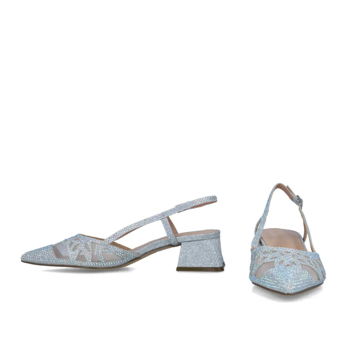 Stylish Silver Low Block Heel Sandals for Occasions