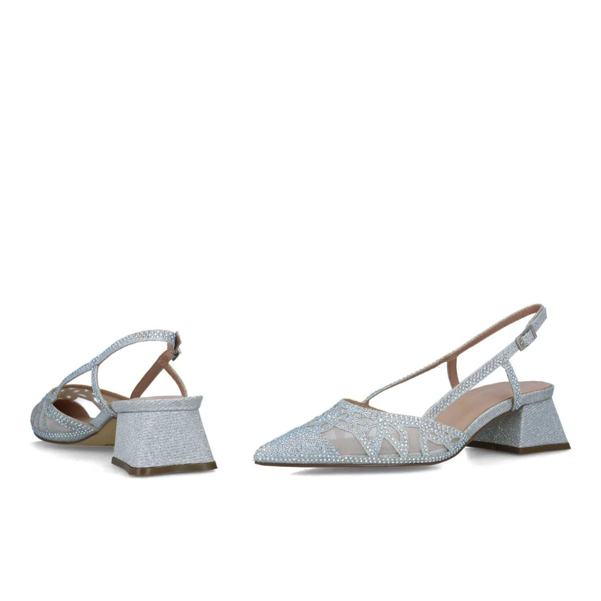 Stylish Silver Low Block Heel Sandals for Occasions