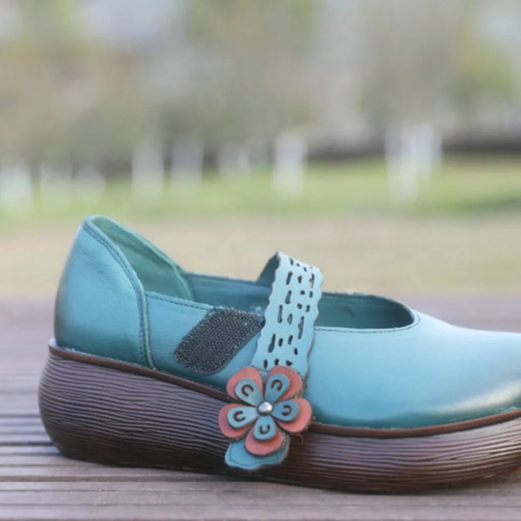Summer Platform Flower Green Sandals