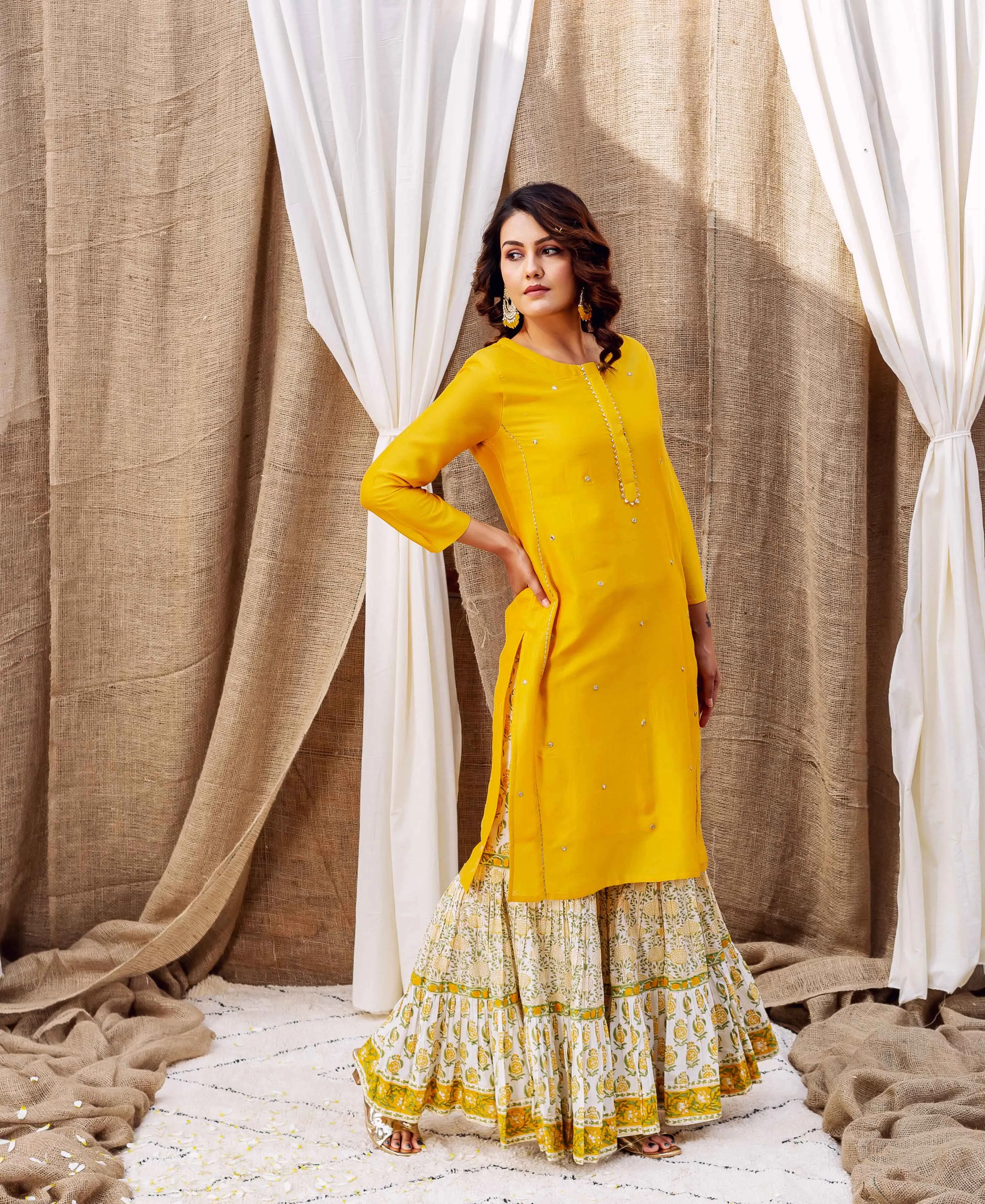 Sunlit Mustard Embroidered Kurta