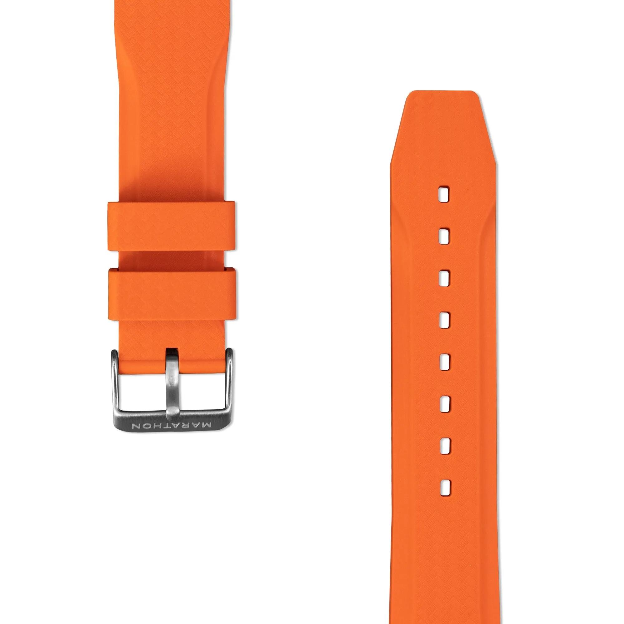 Textured Two-Piece Rubber Strap, Orange, 22mm