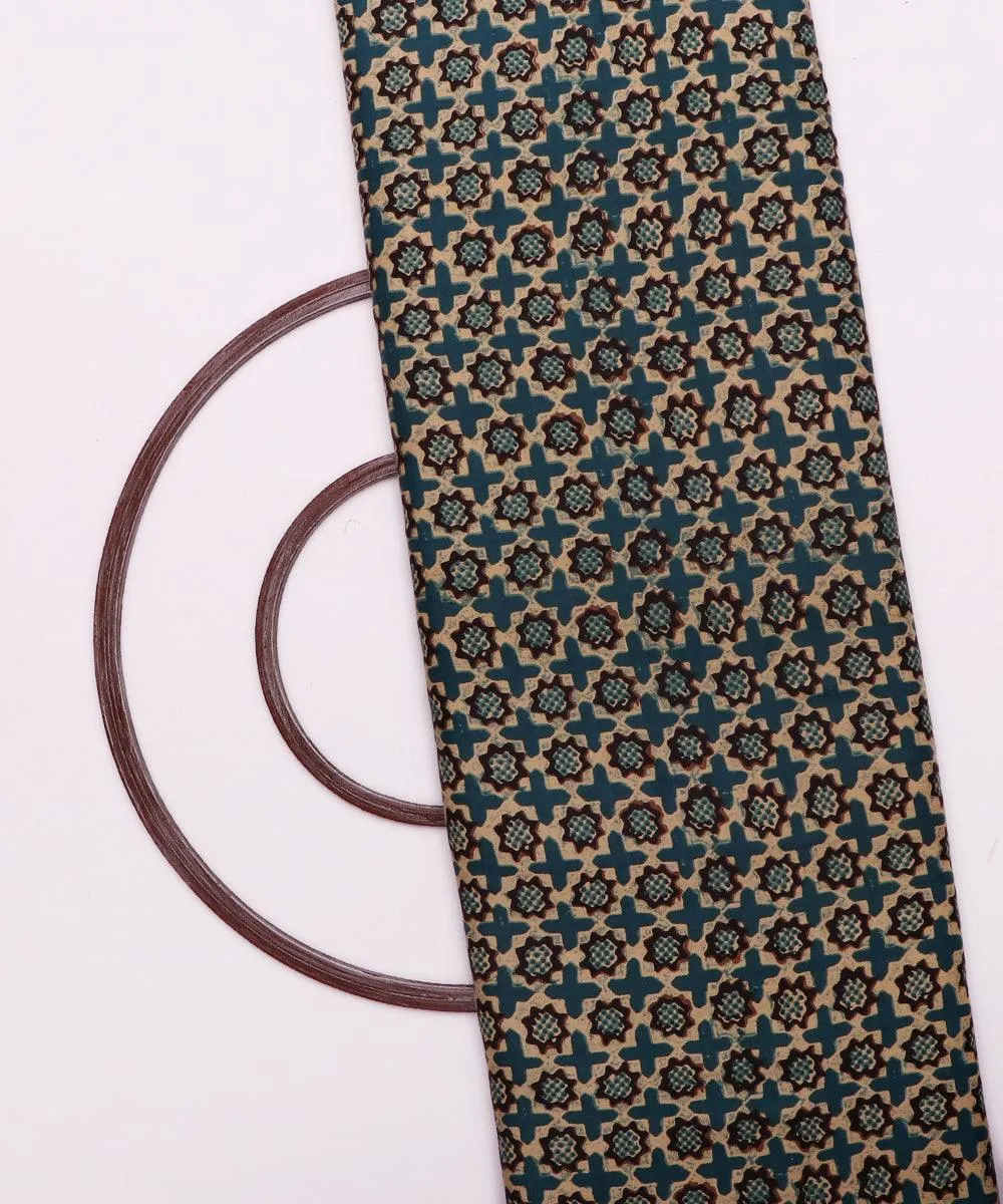 Turquoise Colour Geometric Print Rayon Fabric