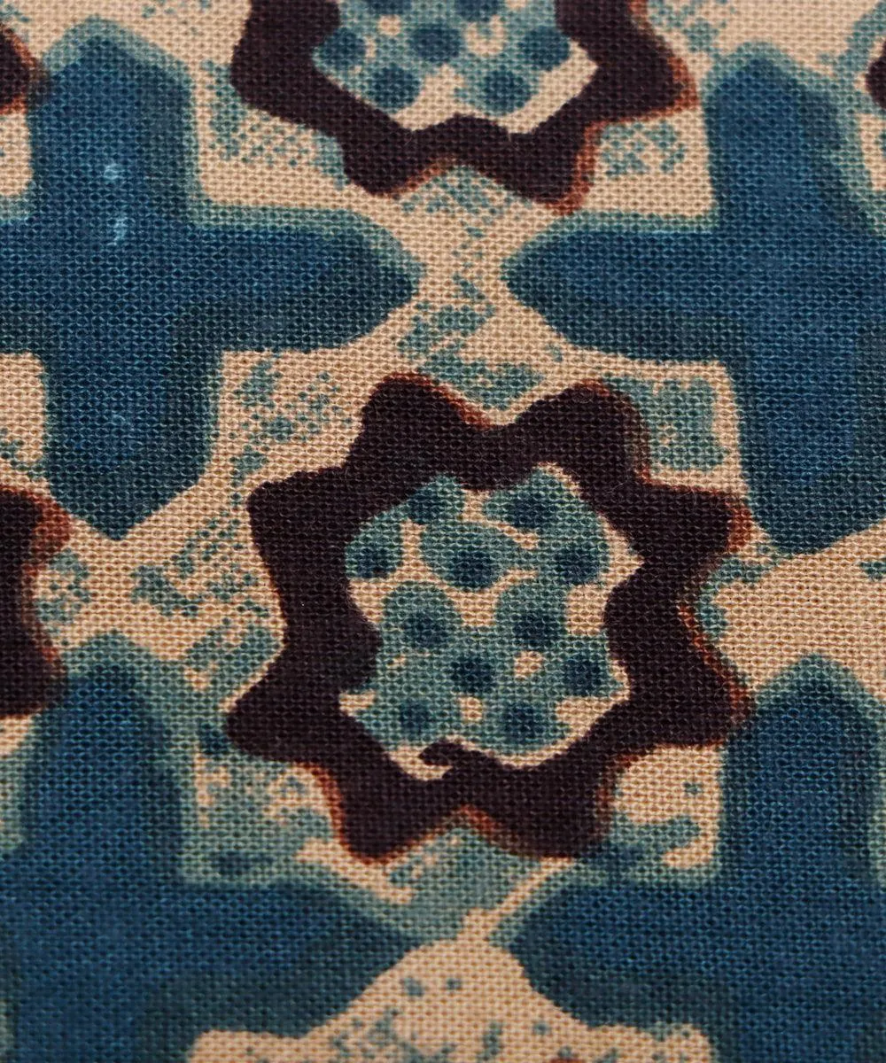 Turquoise Colour Geometric Print Rayon Fabric