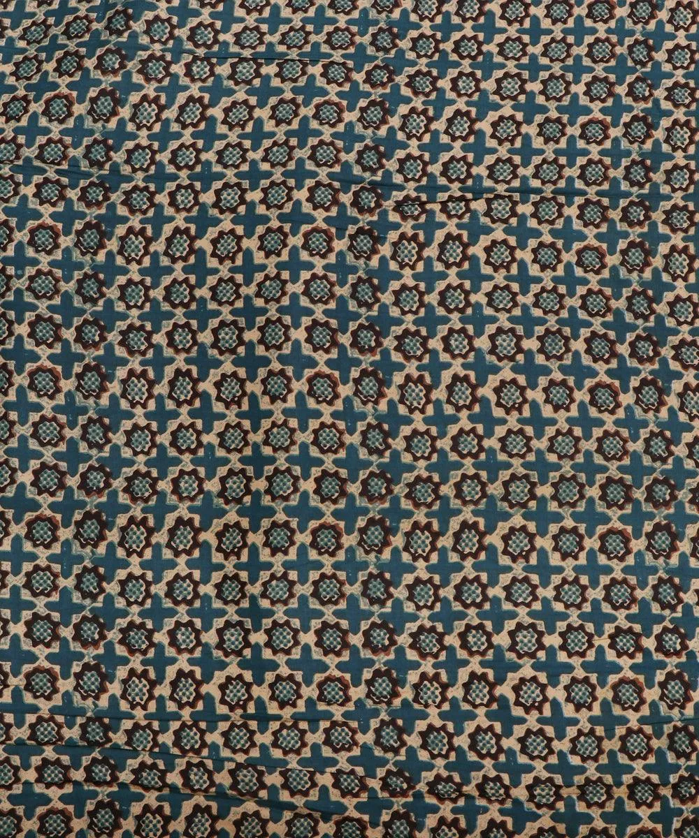 Turquoise Colour Geometric Print Rayon Fabric