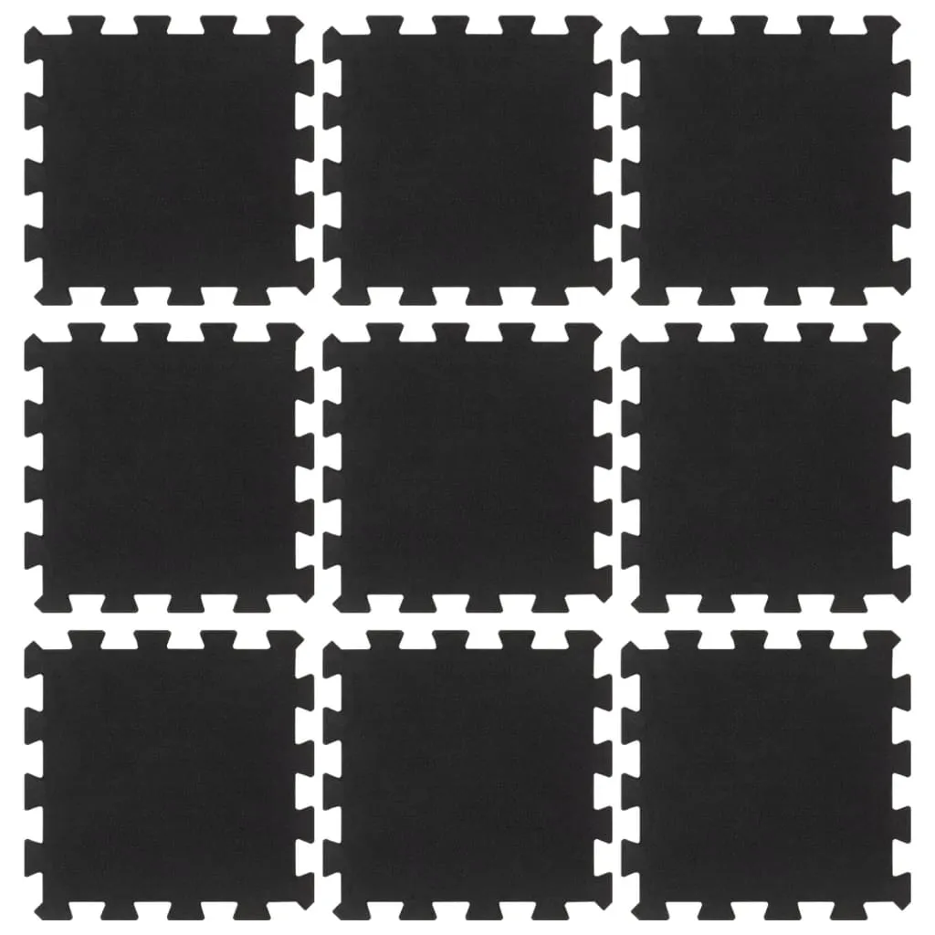 vidaXL Rubber Floor Tiles 9 pcs Black 16 mm 30x30 cm