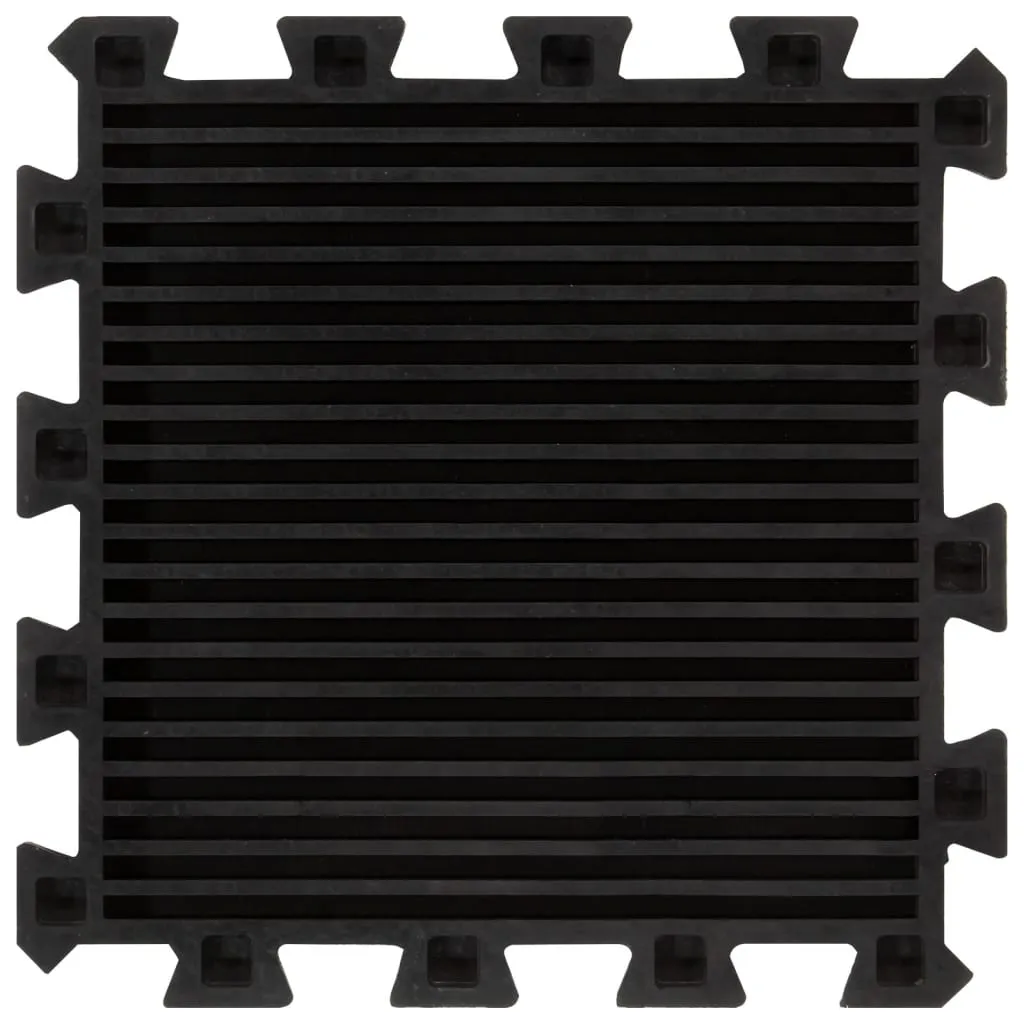 vidaXL Rubber Floor Tiles 9 pcs Black 16 mm 30x30 cm