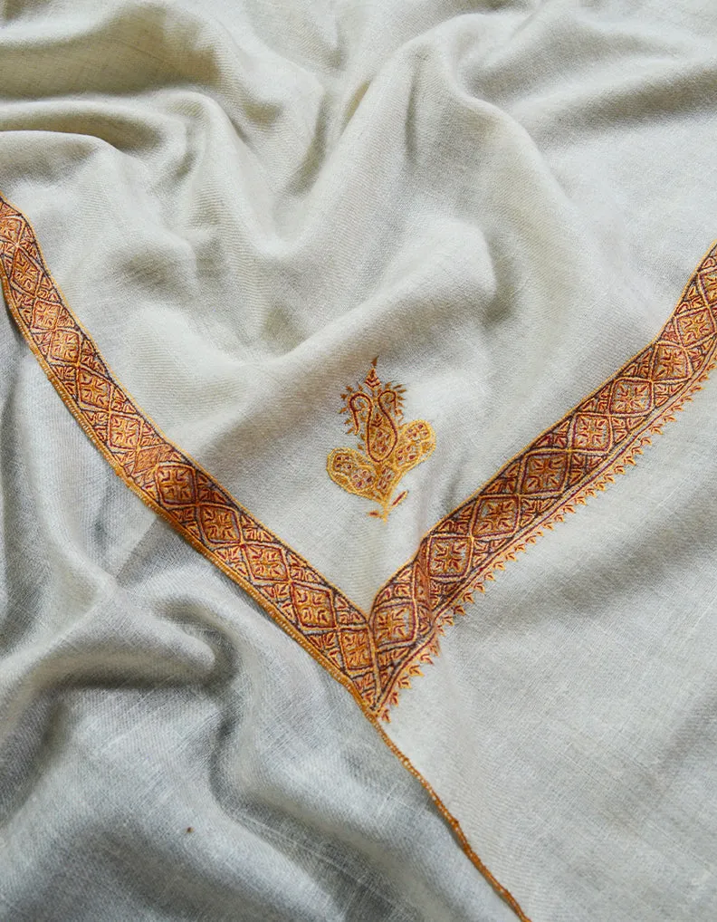 white men's embroidery pashmina shawl 8507