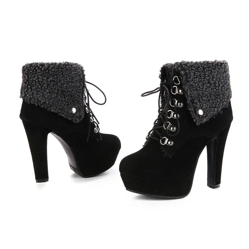 Women Shoes Winter Ultra-high Heel Platform Short Boots