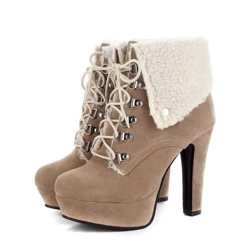 Women Shoes Winter Ultra-high Heel Platform Short Boots