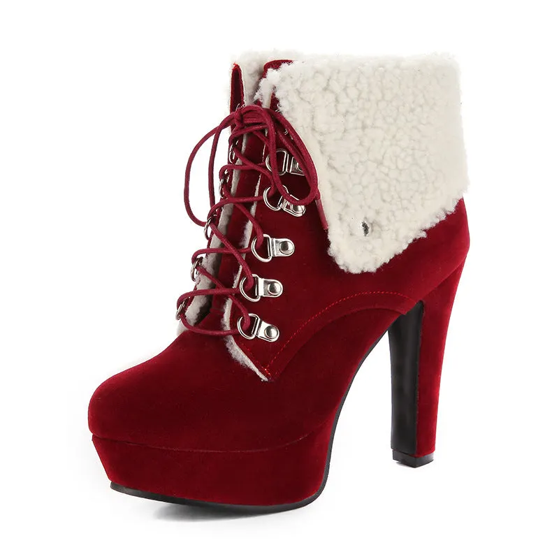 Women Shoes Winter Ultra-high Heel Platform Short Boots
