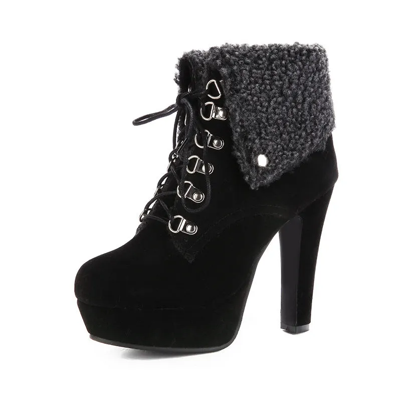 Women Shoes Winter Ultra-high Heel Platform Short Boots